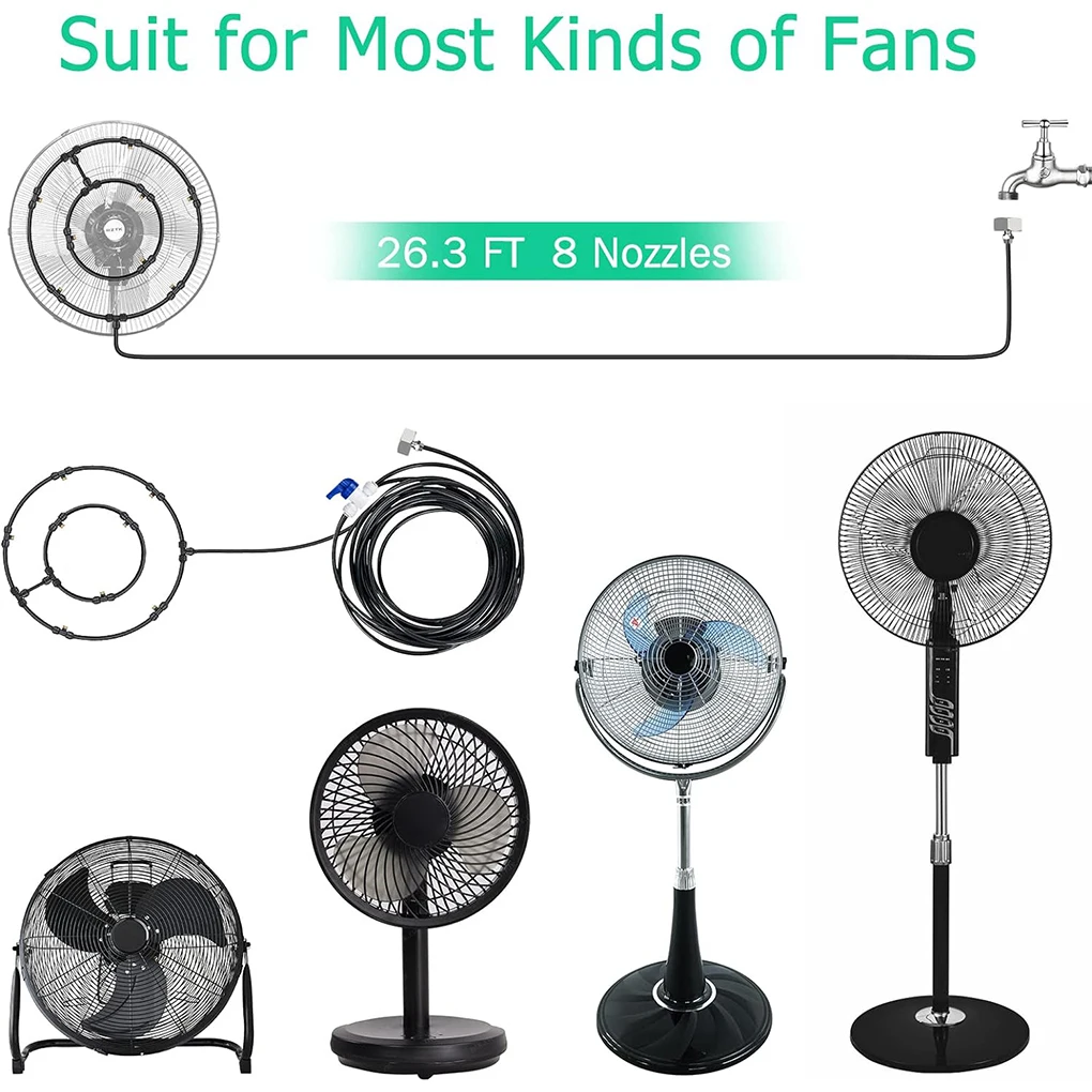 Stay Cool And Refreshed Outdoors With Fan Misting Cooling System Tool For Outdoor Cooling 26.3 Ft