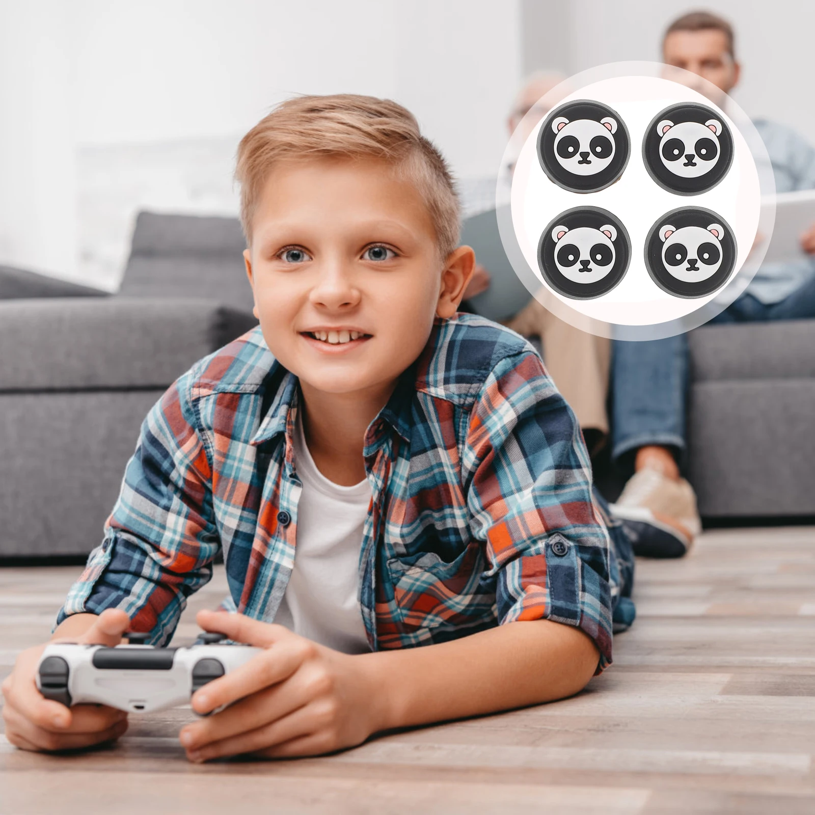 

4pcs Thumb Grips Panda Design Caps Enhanced Precision Durable Silicone Compatible With Ps5 Game Controller Button Covers
