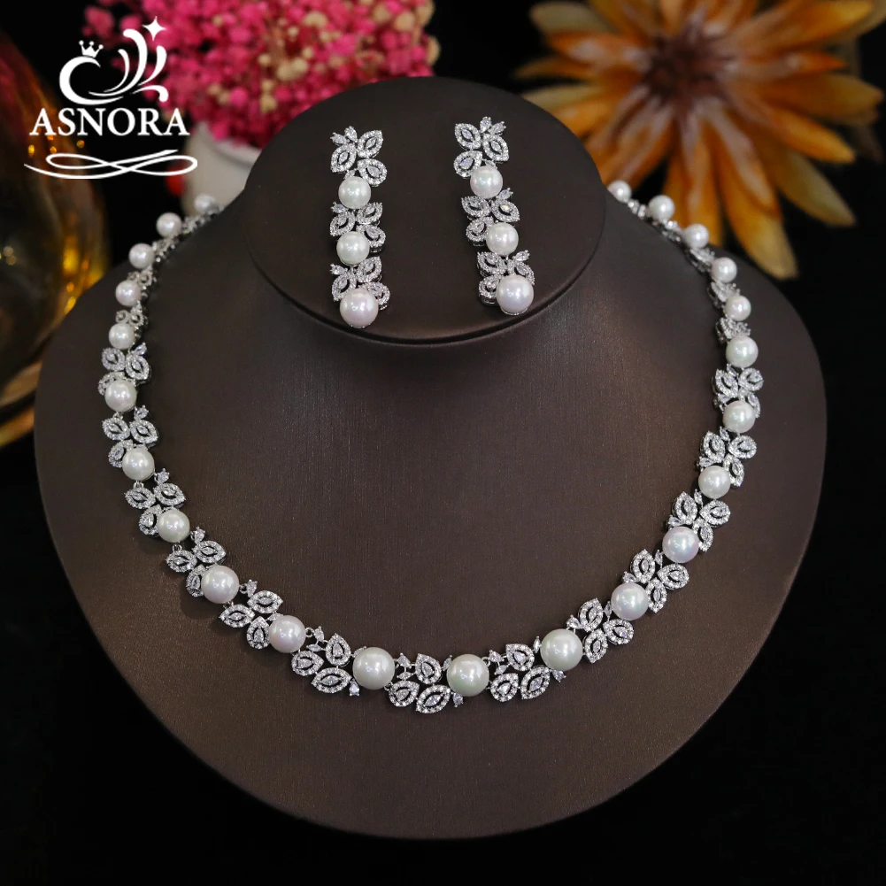 elegante brilhante cubic zirconia conjunto de joias para mulheres grande colar de perolas presente de noiva de luxo banquete de casamento acessorios de dama de noiva 01