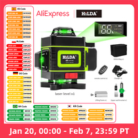 HILDA 16/12 Lines Laser Level Green Line SelfLeveling 360 Horizontal And Vertical Super Powerful Laser Level Green Beam