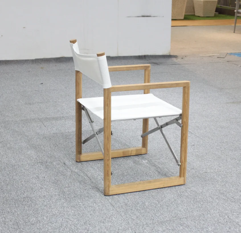 

Modern Patio Garden Comfortable Folding Outdoor Chair Teak Wood Director Chair