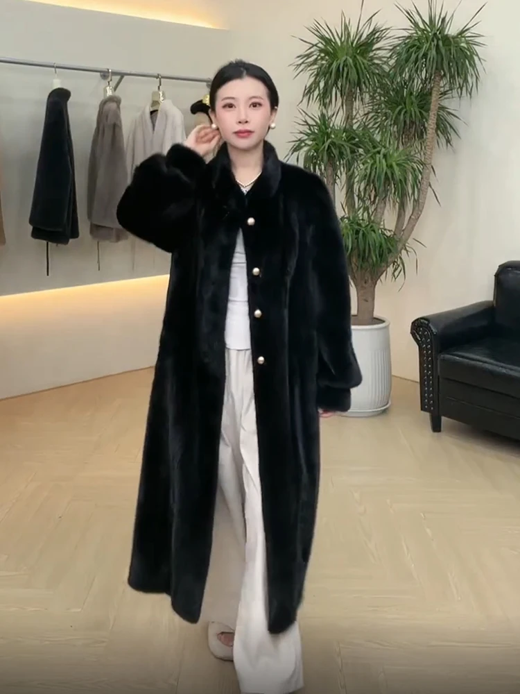 Retro Faux Fur Coat For Women 2023 Winter New High-End Luxury Marten Overcoat Long Artificial Mink Long Sleeve Jaquetas Feminina