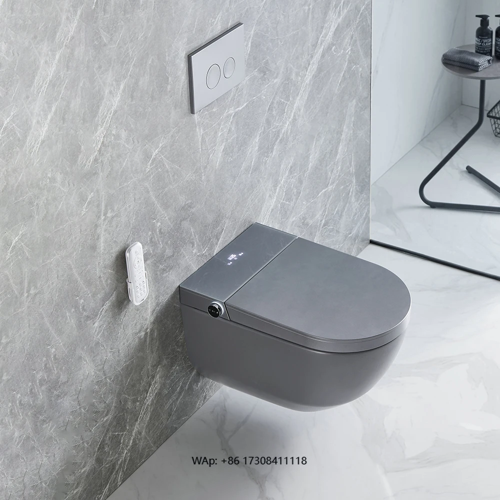 New Ceramic White Elongated S-trap Smart Toilet Bowl Multifunctional Remote Automatic Operation Wall-Mounted