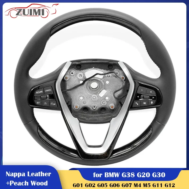 Customized Steering Wheel Peach Wood Leather For BMW G30 G20 G01 G02 G05 G06 G07 M4 M5 M8 G11 G12 G22 F40 F44 F97 F98 F95 F96