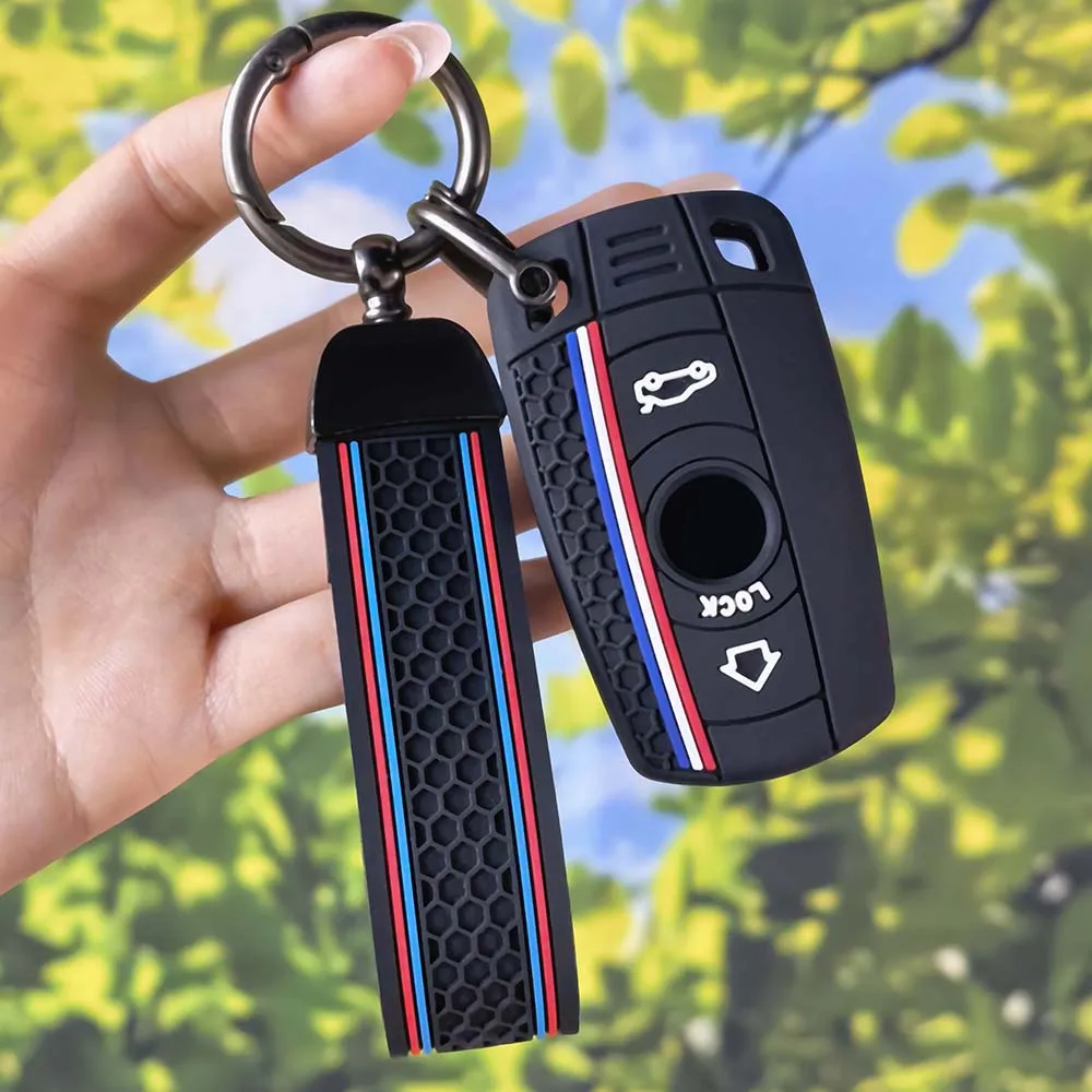 Dynamic Honeycomb Grain Key Skin With Keychain For BMW E90 E60 E70 E87 3 5 6 Series M3 M5 X1 X5 X6 Z4 Practical Auto Fob Cover