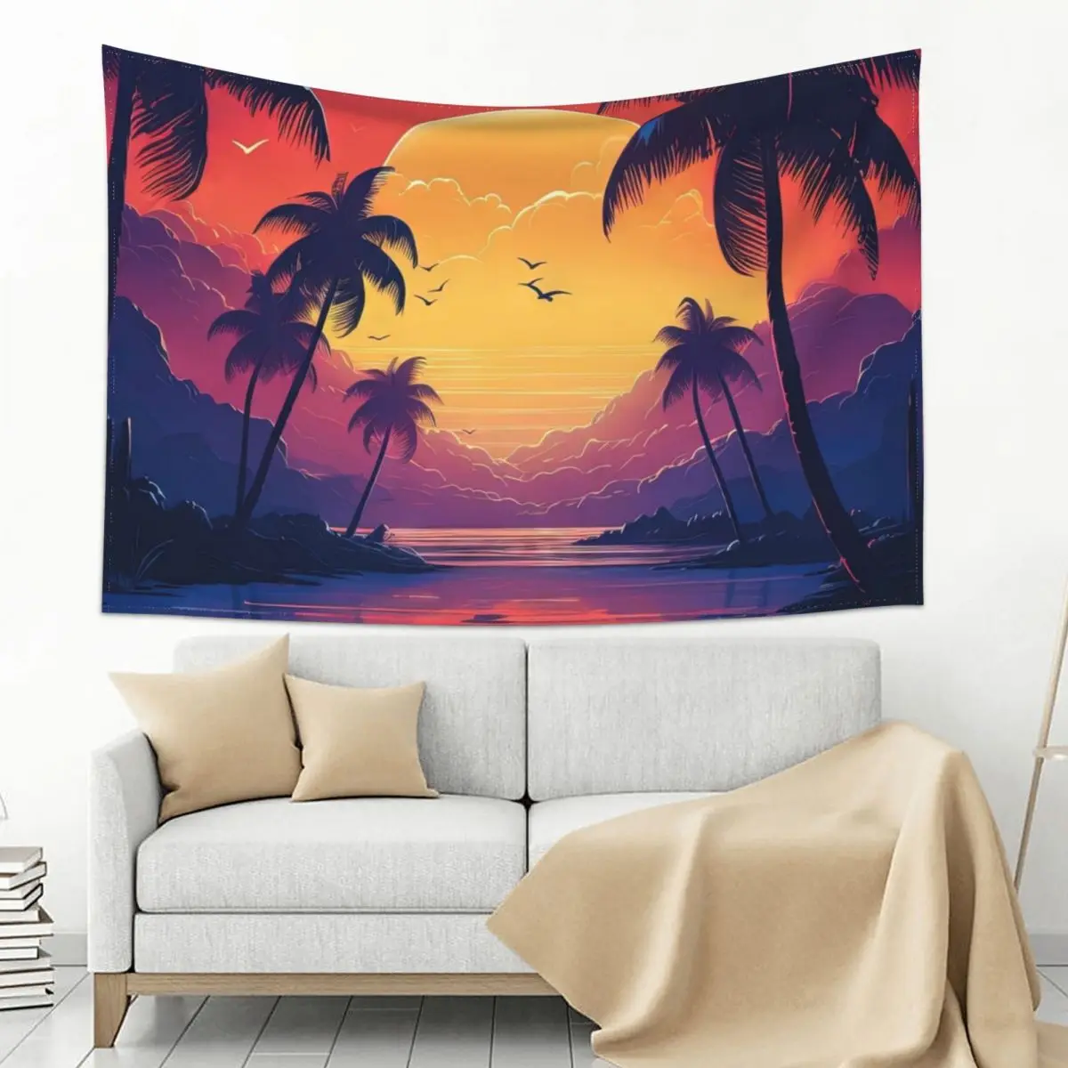 

Cosmic Coastline: Sunset Serenity in Synthwave Tapestry