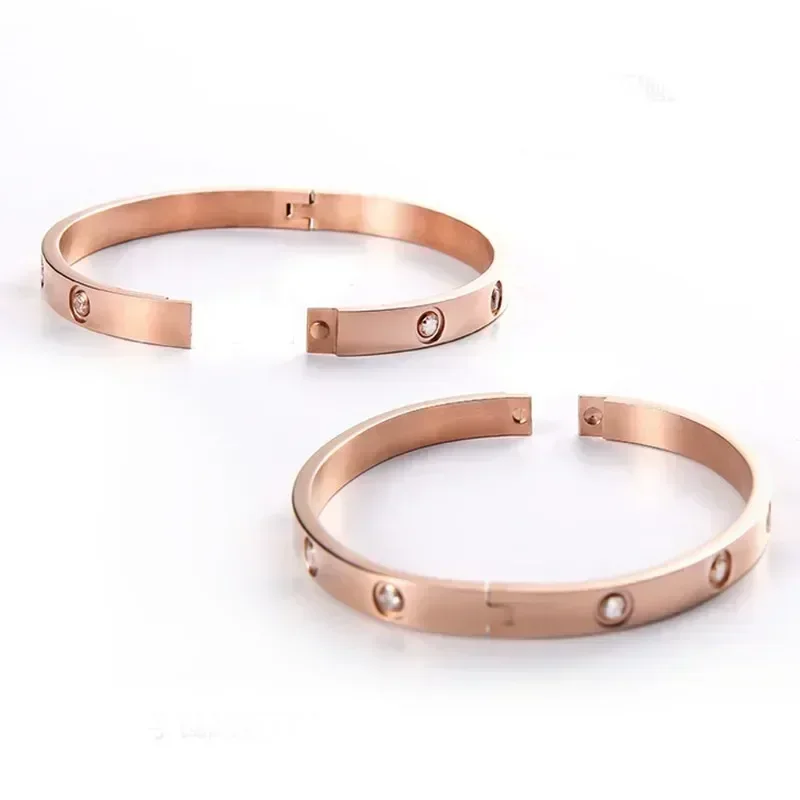 Luxury Female  Shining Crystal Bangles for Women Men Lover Bracelets & Bangles Stainless Steel Pulseiras Feminina Jewelry