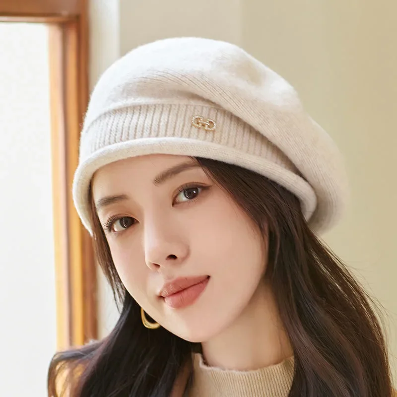 1pc, Women\'s Stretchy Fleece Beanie Hat with Pocket, Soft and Cozy Acrylic Knit Cap for Autumn and Winter