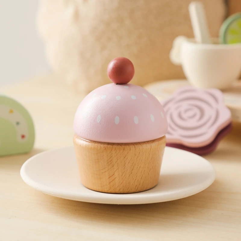 Baby Holz Montessori Spielzeug Silikon Tassen Holz teller Tabletts Dessert Modell spielen Haus Nachmittags tee Set Kinder Puzzle Spielzeug Geschenk – Detail 22