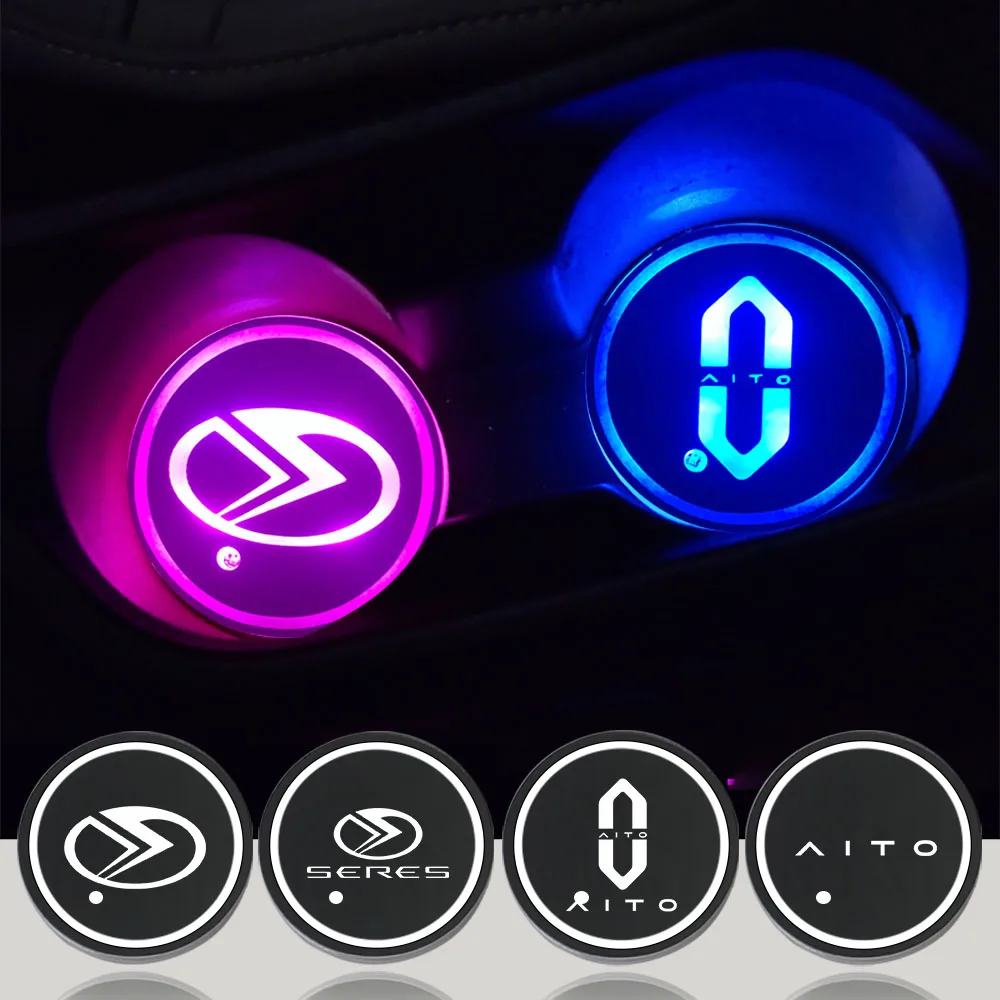 Car Water Cup Bottle Lamp Auto Holder Mat Pad Luminous Coaster Light For Dongfeng Aito M5 EV M7 M9 DFM Seres 3 A5 SF3 SF5 ix3