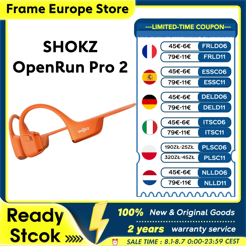 【LOCAL+】SHOKZ OpenRun Pro 2 Musik-Sportkopfhörer mit Knochenleitungstechnologie, kabellos, Bluetooth 5.3, IP55 wasserdicht, 12h Akkulaufzeit, S820/S821, neu, original