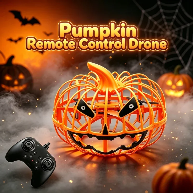 Halloween Pumpkin Decor RC Drone Full Protective Cage Quadcopter Altitude Hold 3D Flip Anti-Collision Flying Toy For Boys Girls