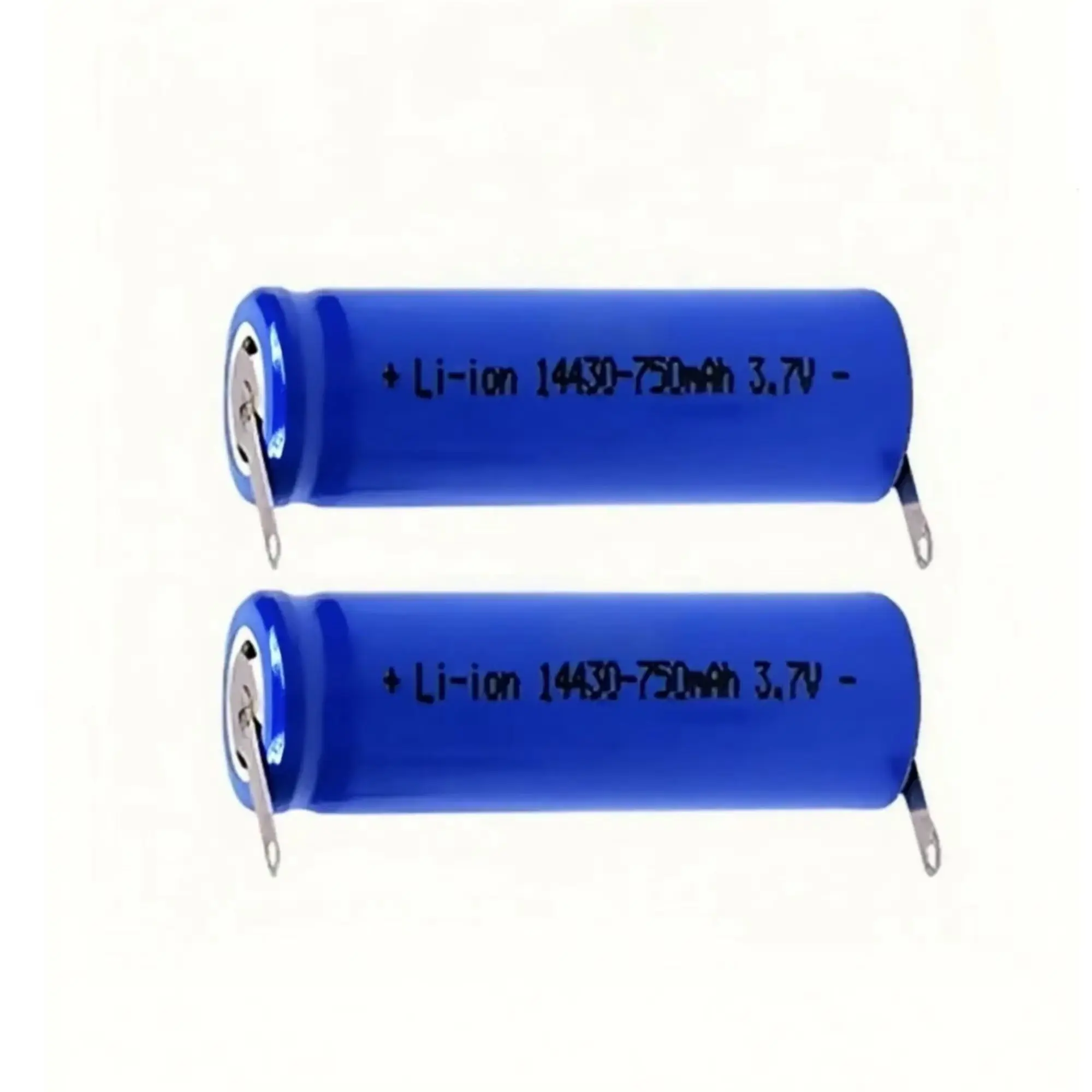 2PCS 14430 3.7V 750mAh Rechargeable Lithium Battery with Solder Tabs for Shaver Flashlight Headlamp Walkie Talkie Digital Camera