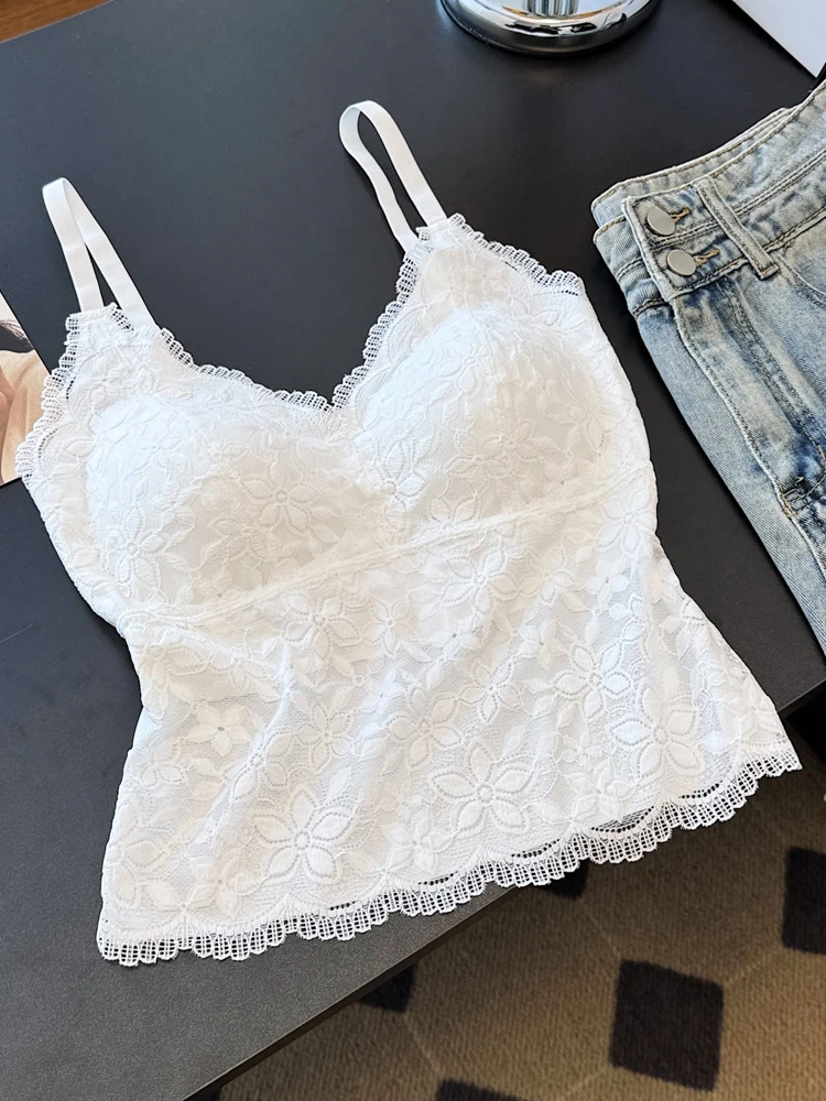 Gilet con cinturino in pizzo da donna Nuovo 2025 con imbottitura sul petto Strato base Bellissimo reggiseno Ba Intercato Capispalla irt Commute Sle ort...