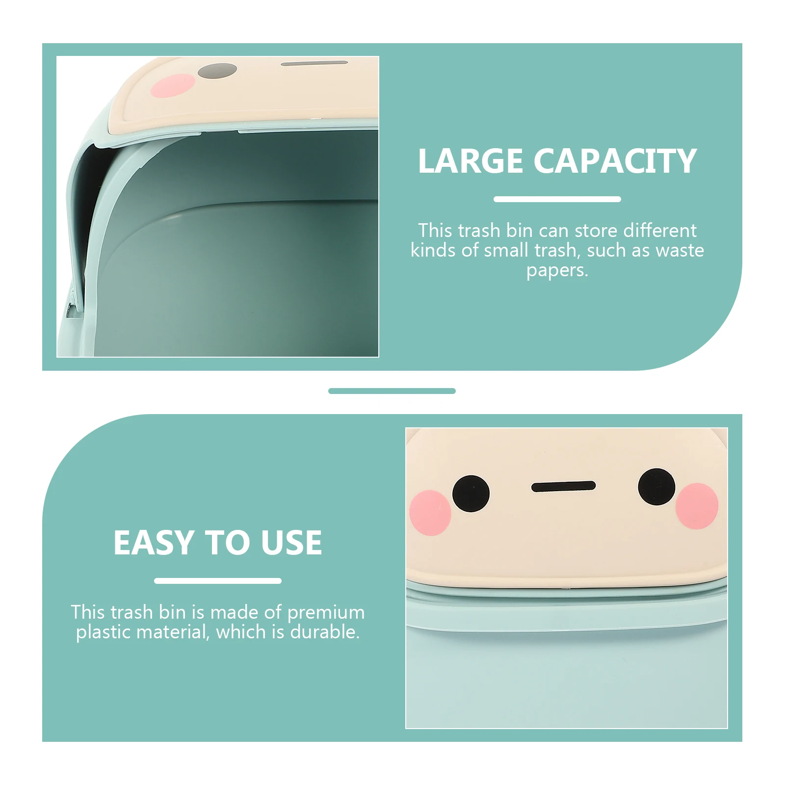 

Trash Bin Flip Can with Lid Home Office Cover Desk Garbage Plastic Sky-blue Bathroom Desktop Small