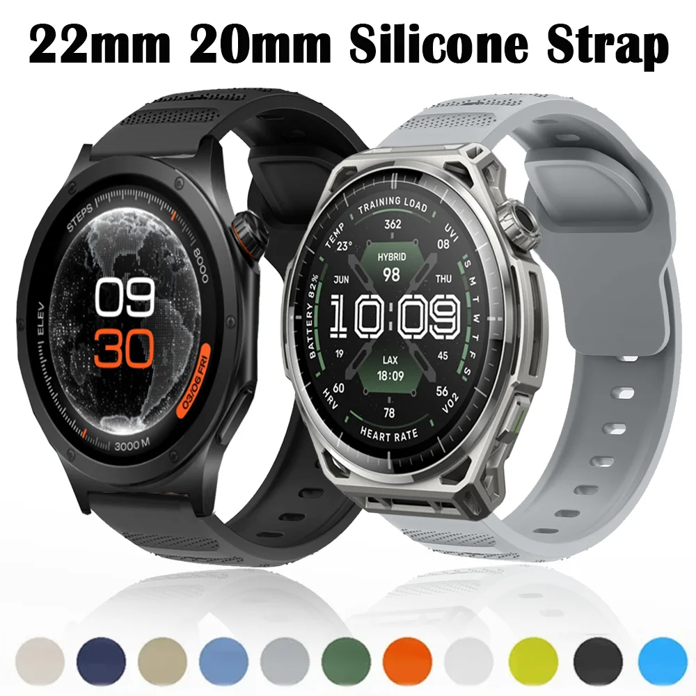 22mm 20mm Sports Silicone Strap for Oneplus Watch 4 3 2R Lite Bracelet OPPO X3 X2 S Band Amazfit Bip 6 5 Max Balance 3 2 Correa