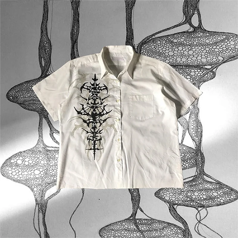 

Womens and men Print Shirt Spring Clothing Casual Decoration Women's Blouse short Sleeve Aesthetic With Graphic Blou Y2k