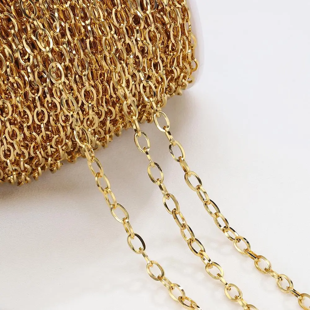 

1 M Golden Stainless Steel Chain 4mm Oval Rolo Link Chains for Jewelry Making DIY Women Men Fashion Necklace Bracelets Findings