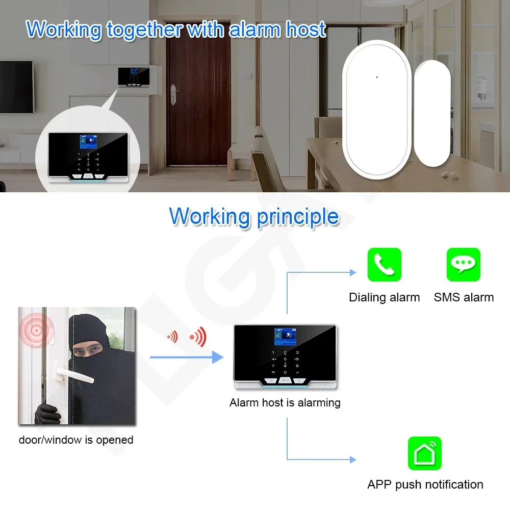 Tuya Smart Door and Window Magnetic Sensor Smart Home Wireless Connection Door Magnet Automation Home Security Protection