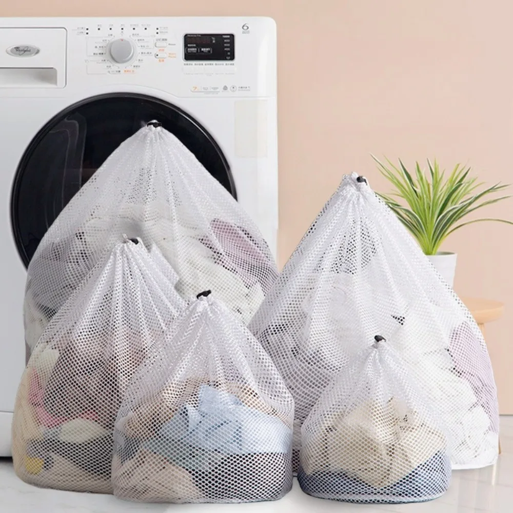 

Small Commercial Mesh Laundry Bag with Handle Drawstring for Dormitory Travelling College Apartment Camping Machine Washable