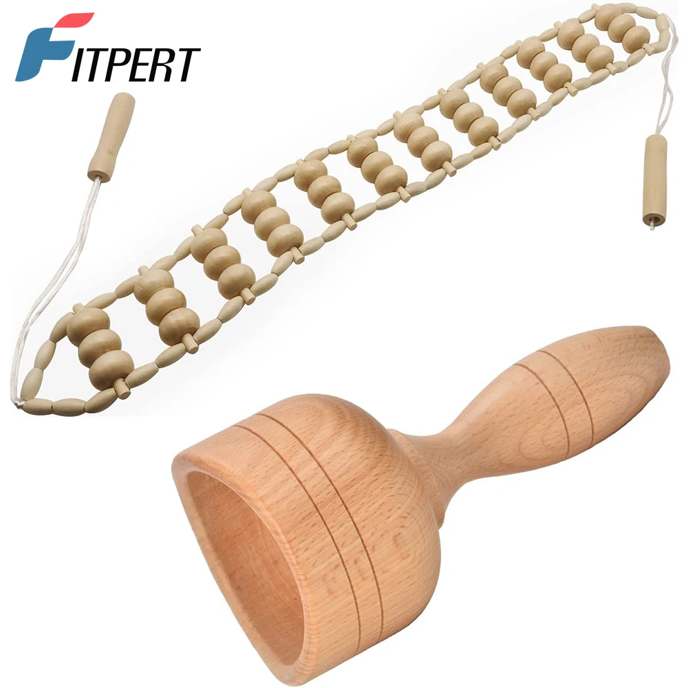 

Maderoterapia Kit 2 PCS Wood Therapy Massage Tools - Wood Swedish Cup & Roller Rope - Wooden Therapy Lymphatic Anti Cellulite