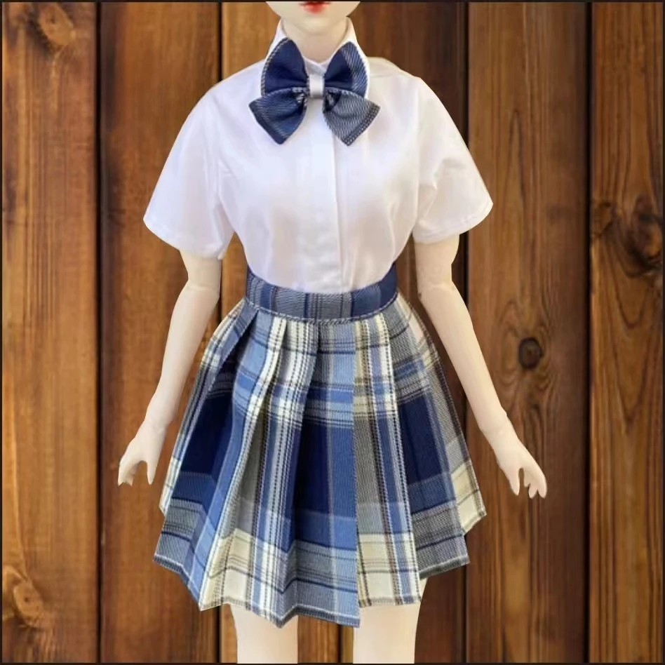 1/3 1/4 1/6 roupas de boneca terno para 60/45/30cm boneca bjd camisa de manga curta + saia jk conjunto brinquedos vestir-se acessórios de boneca, sem boneca