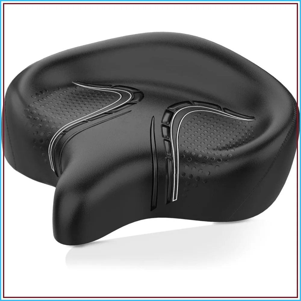 Oversized Bike Seat, Wide Bicycle Saddle with Backrest for Electric Bike, Universal Fit Exercise Bike Cushion for Men & Women