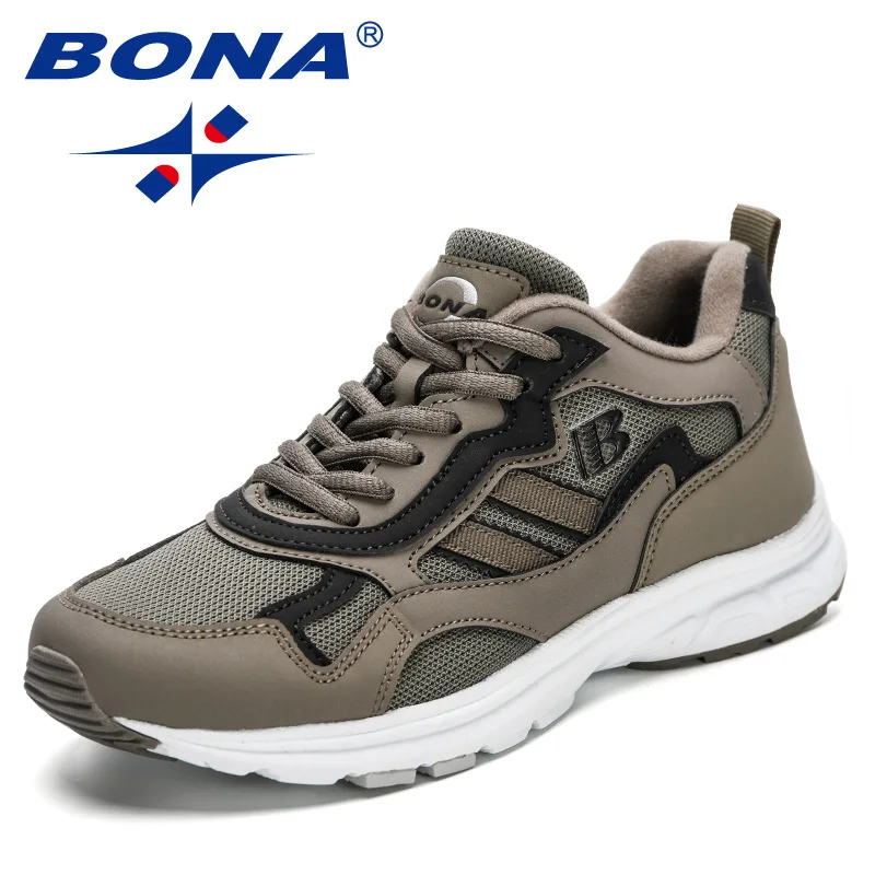 

BONA 2023 new Designers Action Leather Men Running Shoes High Quality Platform Chunky Sport Shoes Man Outdoors Walking Shoes