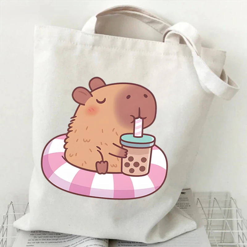 Bobo Tea Capybara Graphics Women Handbags Harajuku Animal Shoulder Bag Fashion Cartoon Tote Shopping Bag Side Bag for Ladies view 2
