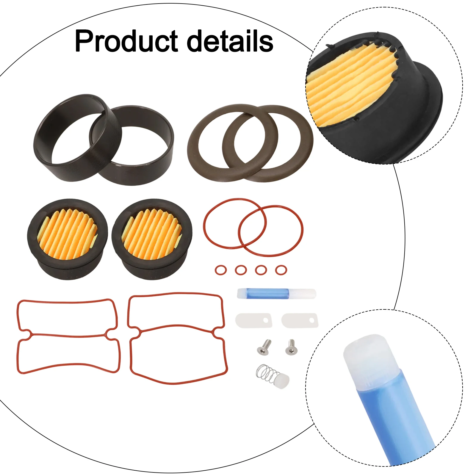 Replacement Repair Kit for Oil-Free Silent Compressors 20pcs Including Cylinder Gaskets Rings and Air Filter Elements