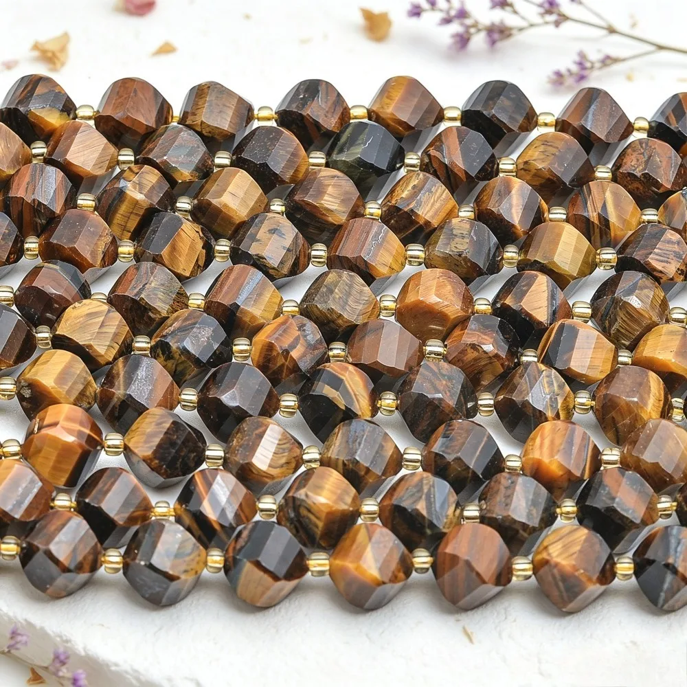 Facettierte natürliche Tigerauge-Steinperlen 6/8/10 mm, lose Abstandsperlen, für DIY-Schmuckherstellung, Armbänder, Halsketten, Accessoires, Geschenke