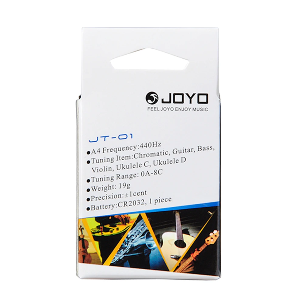 JOYO JT-01 Guitar Tuner 360 Degree Rotatable Digital LCD Screen Clip-on Tuner Chromatic Guitar Bass Violin Electronic Tuner