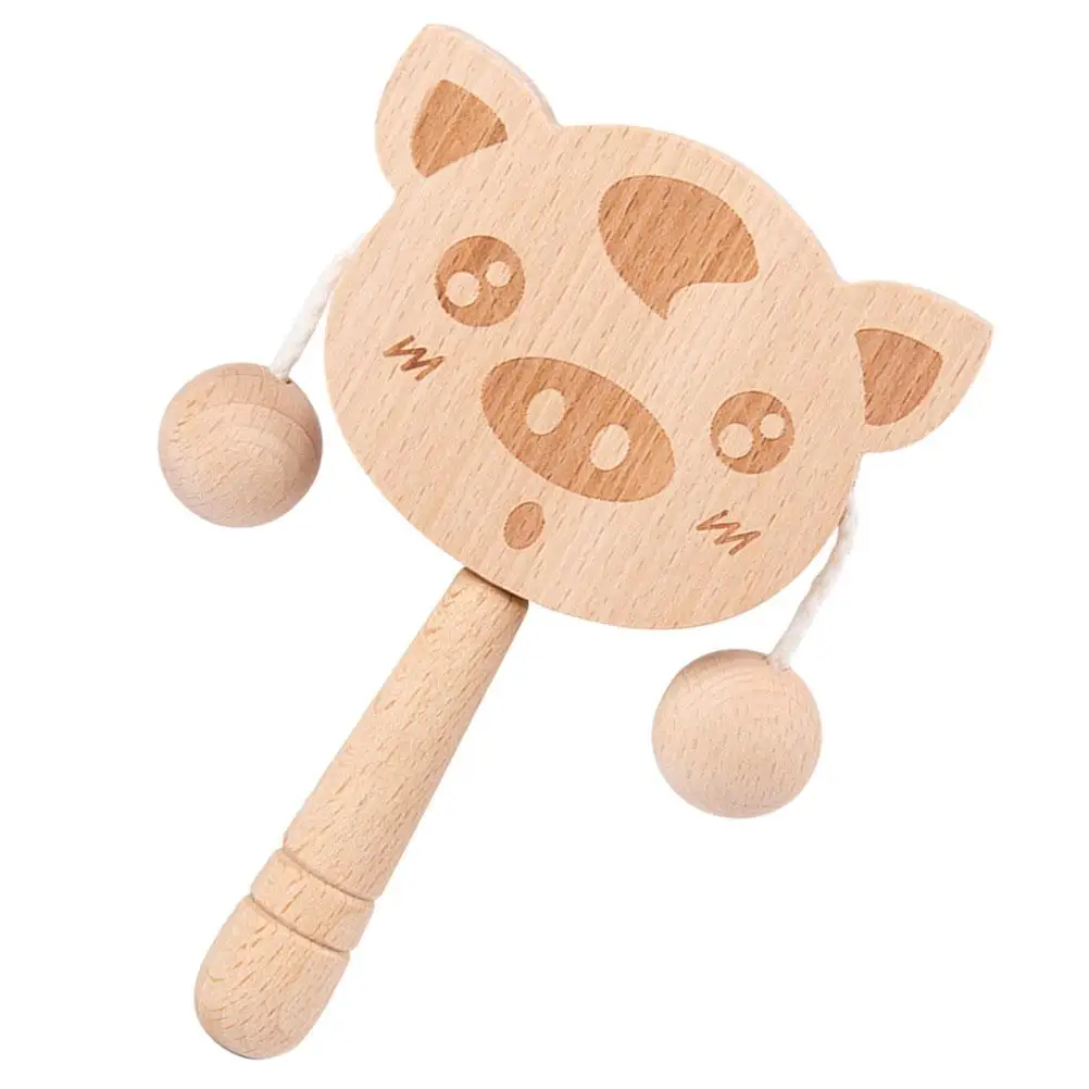 Giocattoli a mano in legno Sonaglio a mano per bambini Spavemente lucido Sicuro Giocattolo per bambini Regali per tamburi con sonaglio per l'educazione precoce