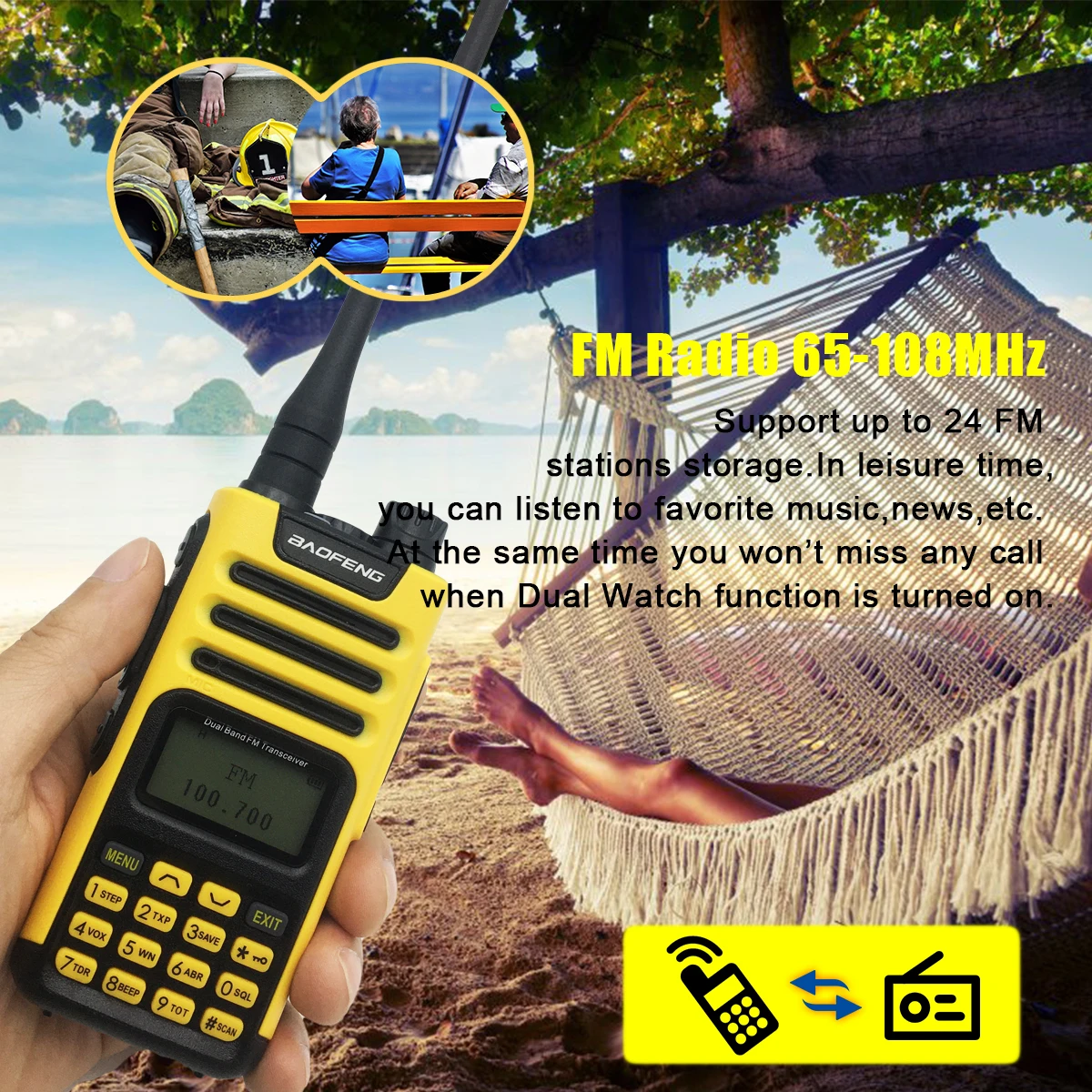 Baofeng Walkie Talkie UV-13 PRO Ham Two-way Radio Stations 5W Long Range VHF UHF Dual Band Amateur Portable Radio HT For Hunting