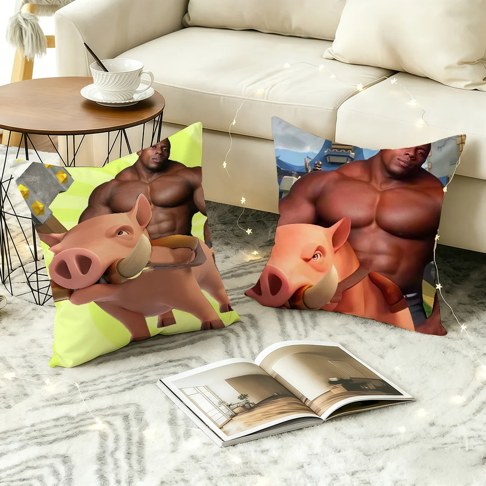 Meme Pig Funny Hog Rider cushion cover Comfortable Decorative For Bedroom Living room Dormitory Picnic and Holiday Decoration