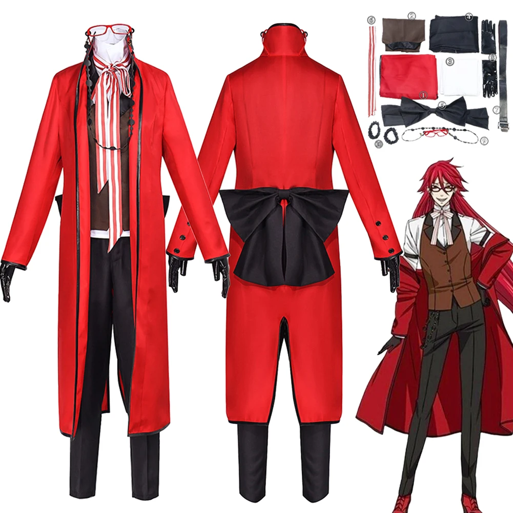 Anime schwarz Butler Cosplay Ronald Knox Kostüm Outfits Frauen Männer Erwachsene Halloween Karneval Party Verkleidung Rollenspiel Anzug