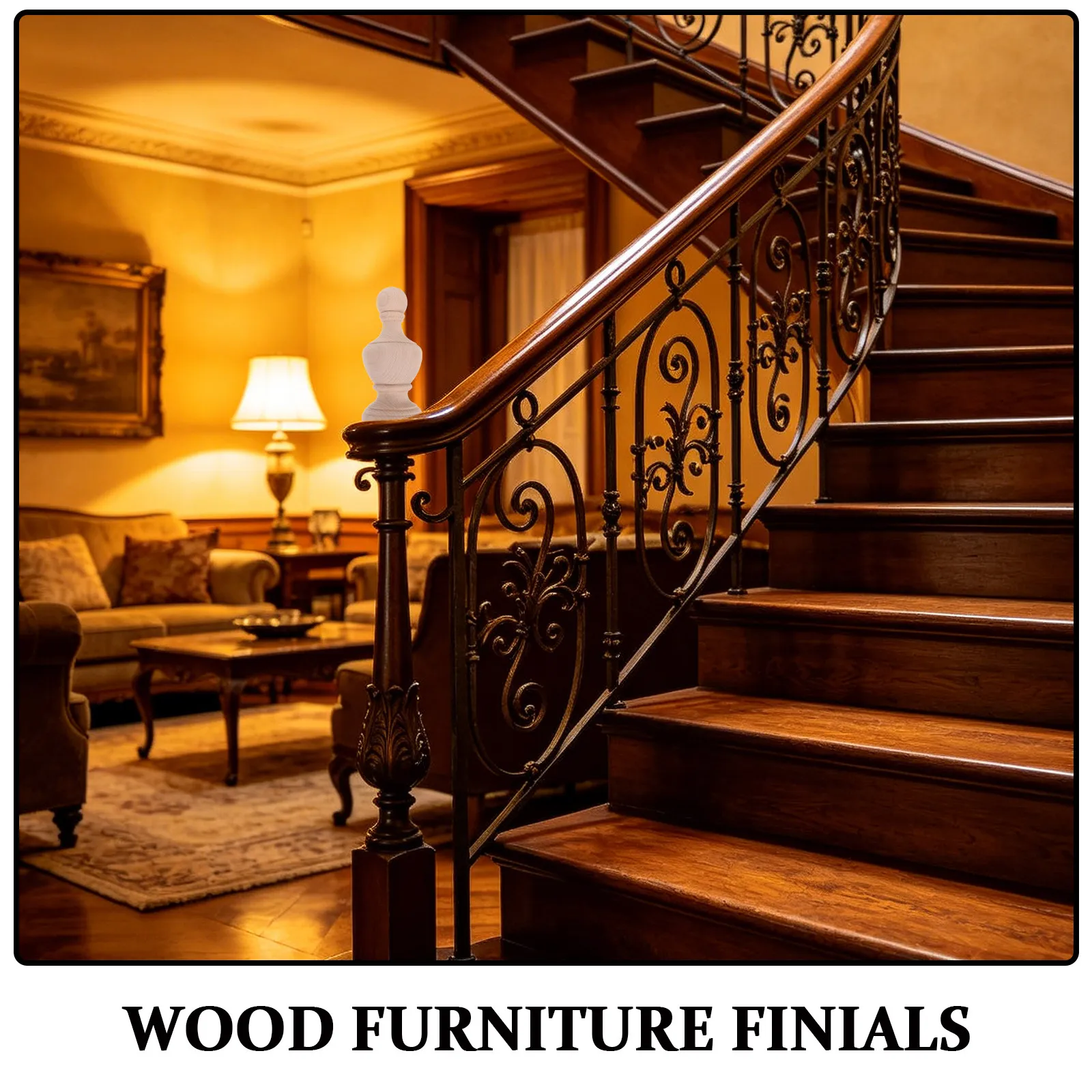 Unfinished Wood Ball Newel Post Cap 7.9x3.5 Decorative Round Column Top Staircase Railing Finial Wooden Banister Ornament