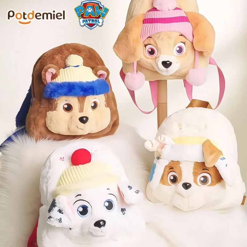 

New Hot Potdemiel PAW Patrol Plush Backpack Cute Cartoon Dog Design Soft Furry Toddler Boys Small School Travel Backpack