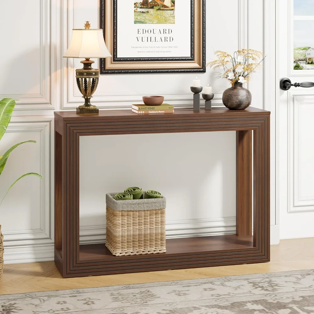 طاولة كونسول للمدخل مع رف تخزين، 43 طاولة أريكة لمنتصف القرن خلف الأريكة طويلة ونحيفة