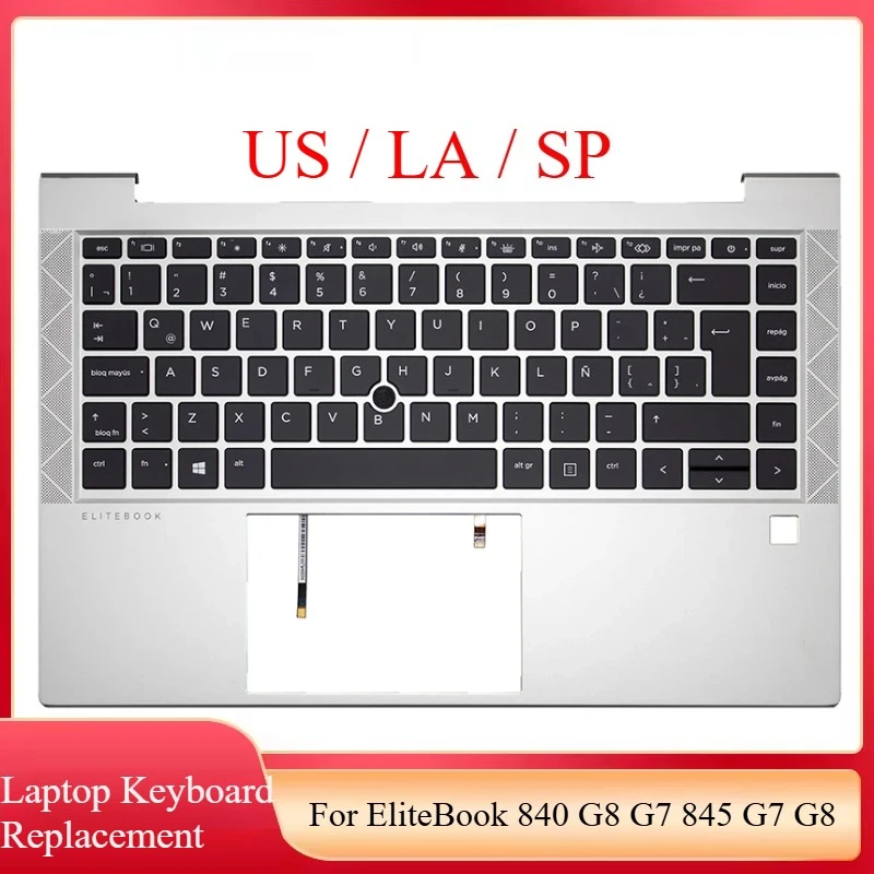 

Laptop US/LA/Spanish Keyboard For EliteBook 840 G8 G7 845 G7 G8 M07090-001 M36312-001 Palmrest upper cover keyboard backlight