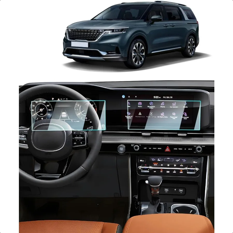 

For 2024 Kia Carnival Screen Protector 2pcs 2022 2023 2024 Carnival (SX SXPrestige) Accories 9H Tempered Glass 12.3 Navigation