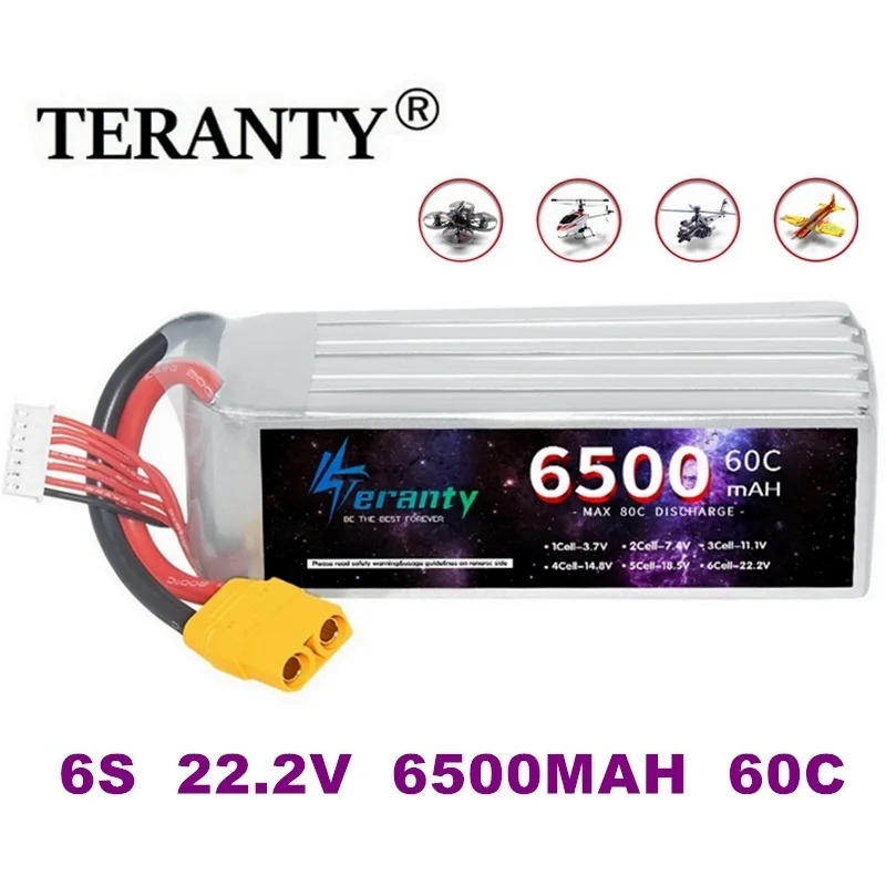 TERANTY 6S 22.2V Akumulator Lipo 6500mAh 60C Soft Pack ze złączem XT60 do RC Car Truck Tank Boat Racing Hobby Drone akumulator