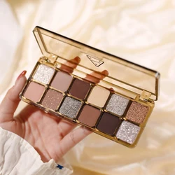 12 Colors Glitter Shiny Eye Shadow Palette Earth Color Matte Pigmented Makeup Powder Multiple Color Eye Shadow Lasting Beauty