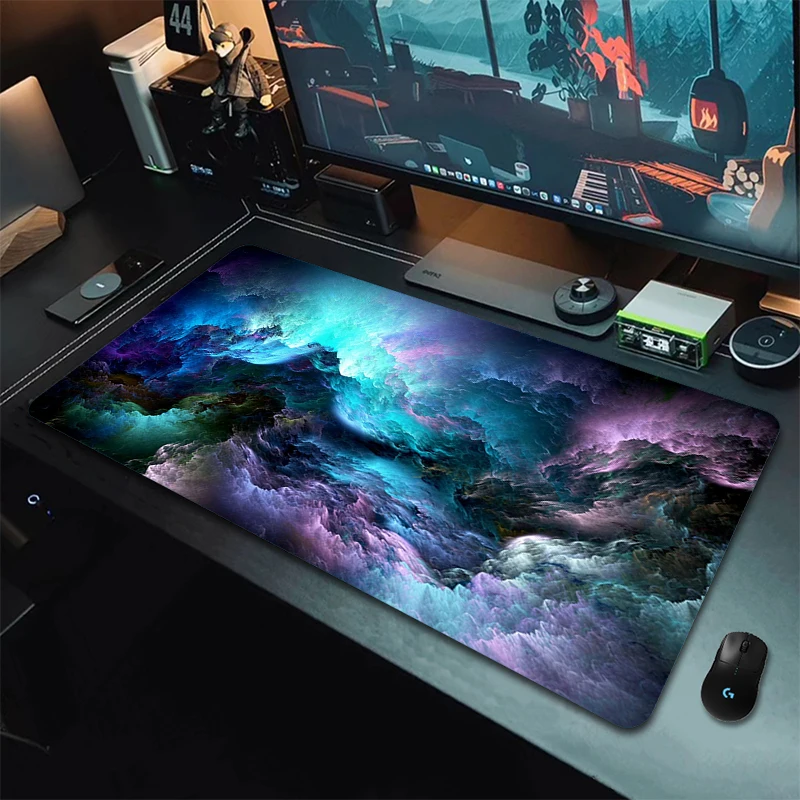 

Large Gaming Mouse Pad Nebula Keyboard Mat Carpet HD Print Space Mousepad Computer Galaxy Non-Slip Rubber Big Desk Mat 900x400mm