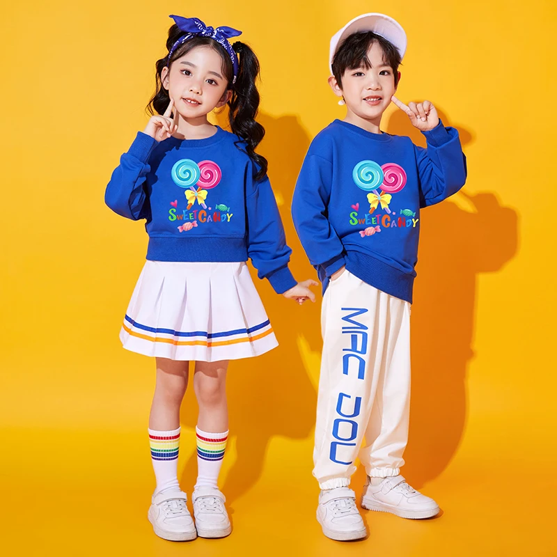 Korean Streetwear Style Kids y2k Street Clothes Suit Twins Boy and Girl Clothing Set Teenage Child Hip Hop Dance Costumes Outfit