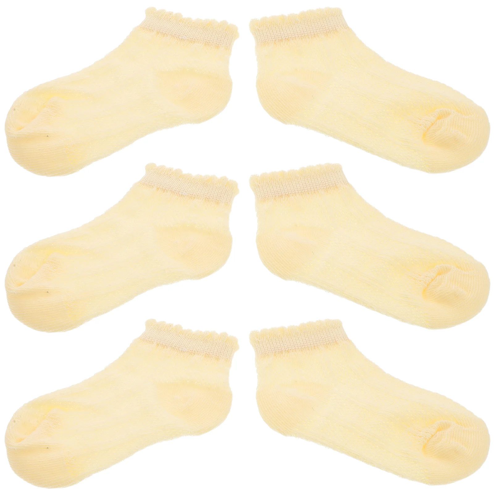 

3Pairs Baby Breathable Socks Princess Lace Soft Cotton Summer Thin Toddler Infant Girls Ankle Socks Cute Ruffle Edge Design