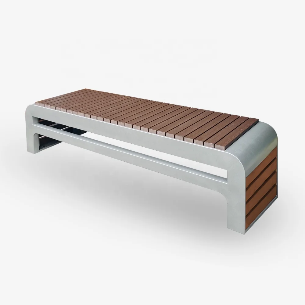 

Modern Outdoor Garden Bench Stainless Steel Long Public Patio Bench For Park And School Use