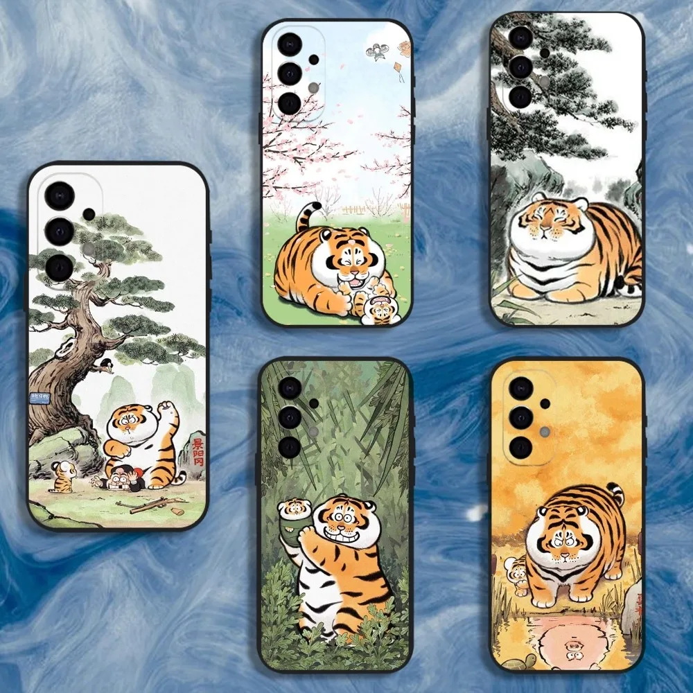 

Cartoon Fat Tiger Phone Case For Samsung S25,S24,S21,S22,S23,S30,Ultra,S20,Plus,Fe,Lite,Note,10,9,5G Black Cover