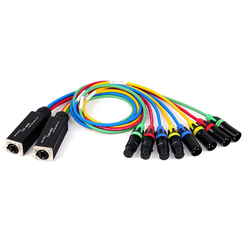 ABCCABLS XLR MA2 Network Signal Converter One-to-Four RJ45 Network Cable Lighting Console Extender Nylon/PVC XLR Connector