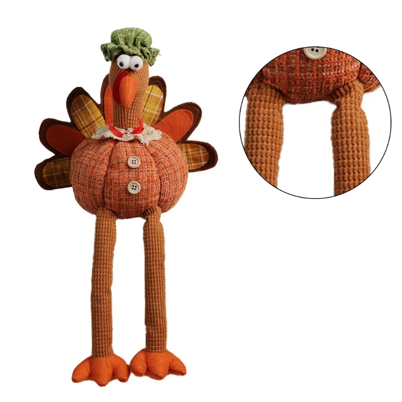 Thanksgiving Decoration Turkey with Dangling Legs Autumn Decors Turkey Figurine Festival Farmhouse Home Ornament H7EA